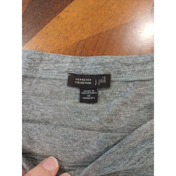 J Jill Shirt Top Womens 1X Gray Wearever Casual Basic Stretch 3/4 Sleeve Euc - Picture 5 of 10